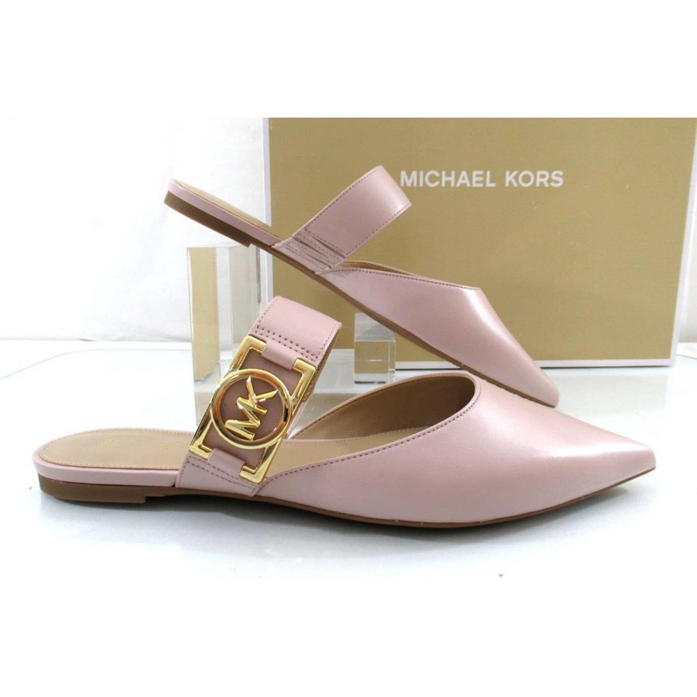 Michael Kors April Flex Flat Slip On Mule MK Logo Hardware Soft Pink - Picture 2 of 10
